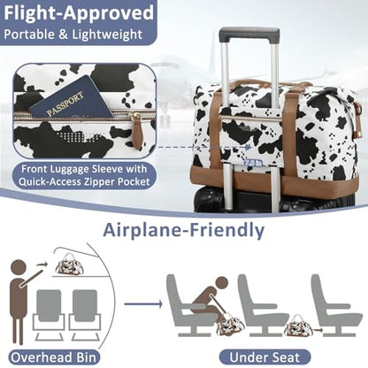 ELONGRIVER Women Travel Duffle Bags, Weekender Overnight Bag, Hospital Bag - color: Cow Print, size: Large