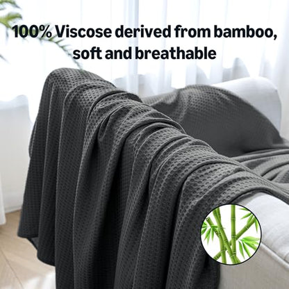 Amazon Basics Waffle 100% Viscose from Bamboo Blanket, Queen, Dark Gray - color: Dark Gray, size: Queen