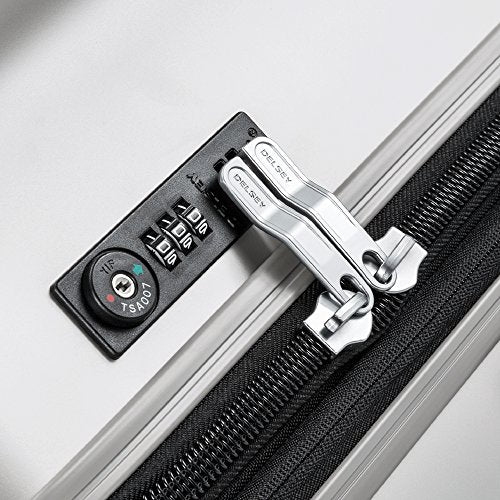 DELSEY PARIS Titanium Hardside Expandable Luggage with Spinner Wheels Checked Luggage, Silver, Checked-Medium 25 Inch - color: Silver, size: Checked-Medium 25 Inch