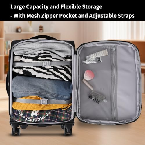WireHot 3-Piece Softside Expandable Luggage Set, Black, 20in/24in/28in - color: Black