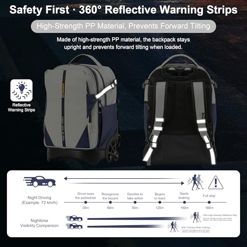 NEW TILAMI 18 Inch Expandable Rolling Backpack Stair-Climbing for School - color: White
