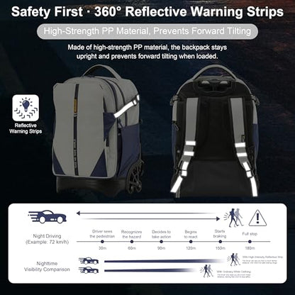 NEW TILAMI 18 Inch Expandable Rolling Backpack Stair-Climbing for School - color: White