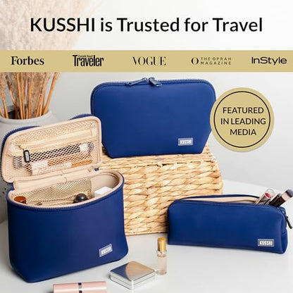 KUSSHI Neoprene Makeup Bag (Navy/Khaki) - color: Navy/Khaki
