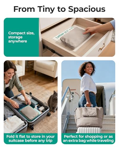BAGSMART Foldable Travel Bag, 37L Expandable Personal Item Bag, French Blue - color: French Blue