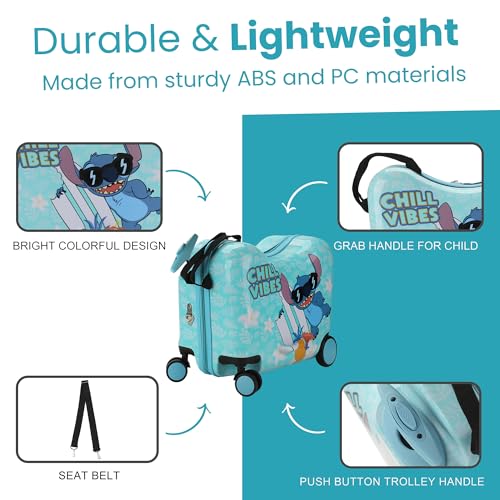 Disney Stitch Chill Vibes Children's Ride-On Luggage - color: DSC Chill Vibes
