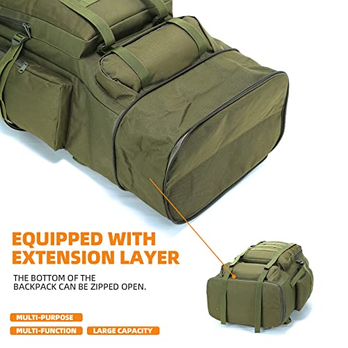 100L Hiking Camping Backpack MOLLE Rucksack Waterproof Daypack for Traveling (Army Green) - color: Armygreen