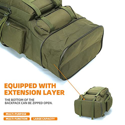 100L Hiking Camping Backpack MOLLE Rucksack Waterproof Daypack for Traveling (Army Green) - color: Armygreen