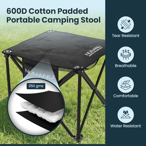 NUMANU Padded Folding Camp Stool for Adults 2-Pack, Footrest, 500 lbs - size: 2PK (2x Seats)