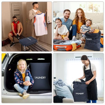 WiseBoy 2 Pack Laundry Bags, Travel Laundry Bag for Dirty Clothes, Zippered - color: Navy Blue/Pink