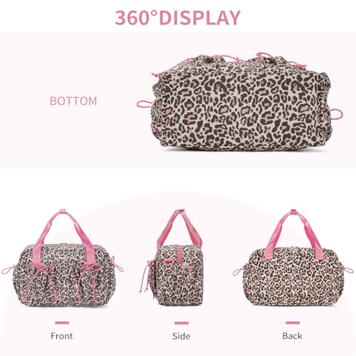 ECOHUB Small Gym Bag for Women, Mini Duffle Bag Pink Leopard Print - color: Pink Leopard Print