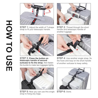Vigorport Luggage Straps, Luggage Connector Straps for Suitcases Add A Bag and Connect Your 2 Suitcases Together Adjustable Attachment Accessories Belts (1'' Width S Size) - size: 1''W - Small