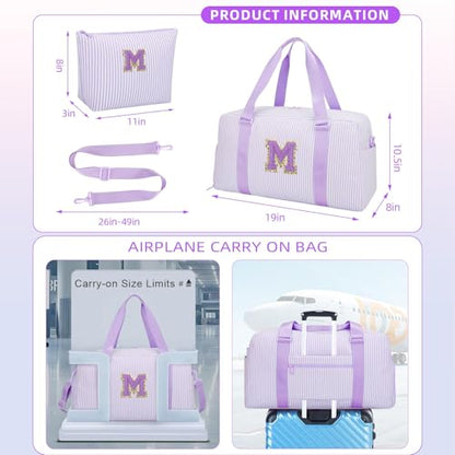 Birthday Gifts for Teen Girls Women, Initial Travel Duffle Bags - color: Purple, style: M