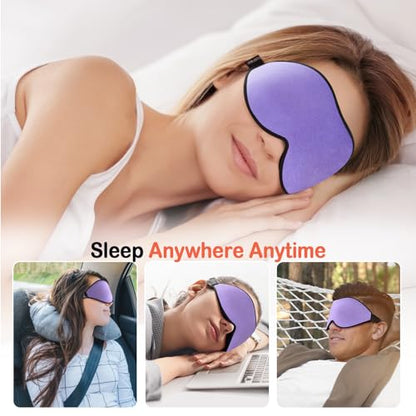 LitBear Sleep Mask for Side Sleeper Women Men, Eye Mask for Sleeping - color: Light Purple