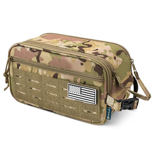 PAVILIA Tactical Toiletry Bag Men, Water Resistant Molle Military, Camo XL - color: Camo, size: Extra Large