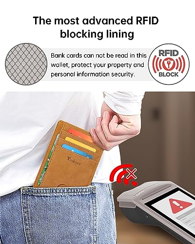 Teskyer Slim Minimalist Wallet for Men, RFID Front Pocket Card Holder - color: Y98 - Khaki