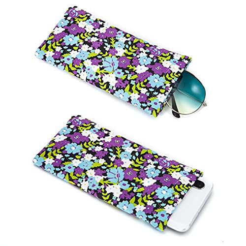 TRIUMPH VISION Eyeglass Case Glasses Case Soft Sunglass Pouch Sleeve 3 Pack - color: Flowers