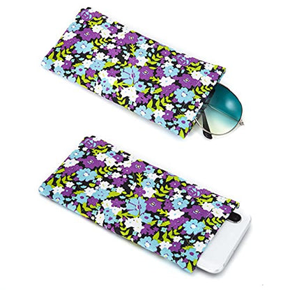 TRIUMPH VISION Eyeglass Case Glasses Case Soft Sunglass Pouch Sleeve 3 Pack - color: Flowers