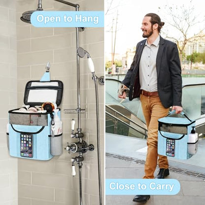 Attmu Mesh Shower Caddy Portable for Dorm Room Essentials, Shower Tote Bag - color: Dusty Blue