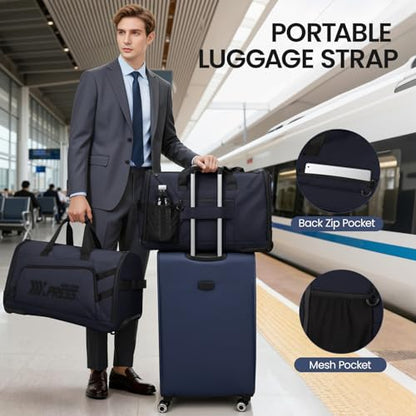 2-in-1 Rolling Garment Bag w/Wheel,Lightweight/Waterproof - color: Navy