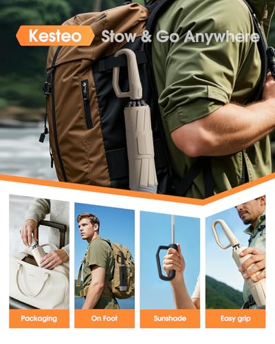 Windproof Travel Umbrella for Rain, Withstand 85MPH Winds, 52 Inch Automatic Reverse Fold Umbrellas Easy Auto Open Close, Portable Compact Umbrella Includes Cover Bag, Perfect for Travel, Car, Commute, Women Men, Backpack - color: UV - Gray