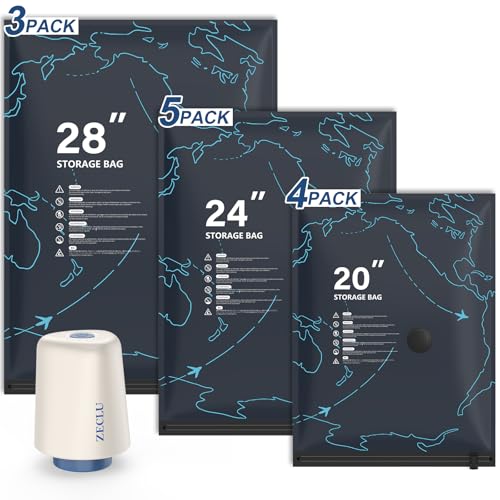 Vacuum Seal Bags for Travel with Pump - 12 Pack Luggage Vacuum Bags