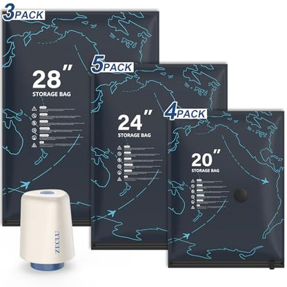 Vacuum Seal Bags for Travel with Pump - 12 Pack Luggage Vacuum Bags