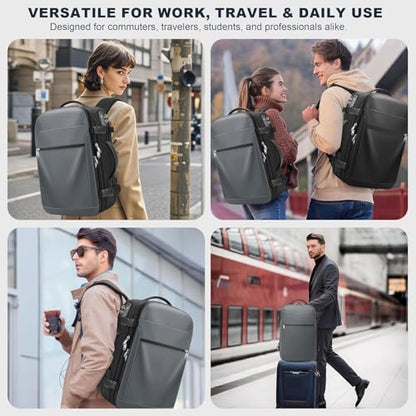 POSO Vacuum Backpack Travel, 60L Expandable Vacuum Seal Backpack with Pump & Laptop Compartment (Fits 17") - color: Dark Gray, size: Vacuum Enabled