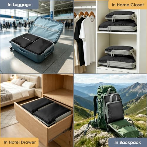 6-Set Compression Packing Cubes for Travel - color: Black, size: 6-Set
