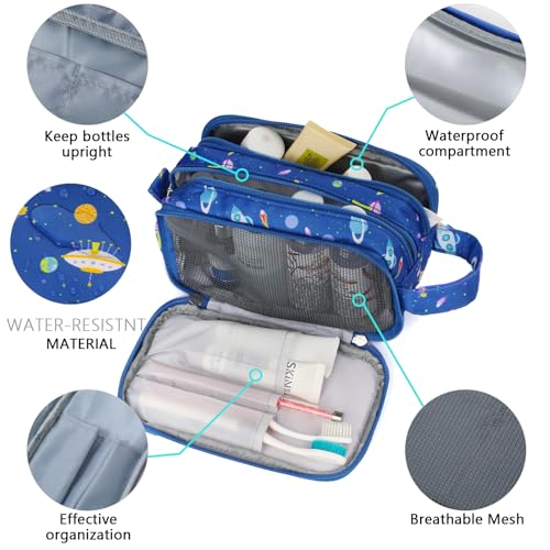Boys Duffle Bag for Travel, Kids Duffle Bag Large Weekender Overnight Bags with Kids Toiletry Bag Set Shoe Compartment Carry on, Space Blue - color: Space Blue