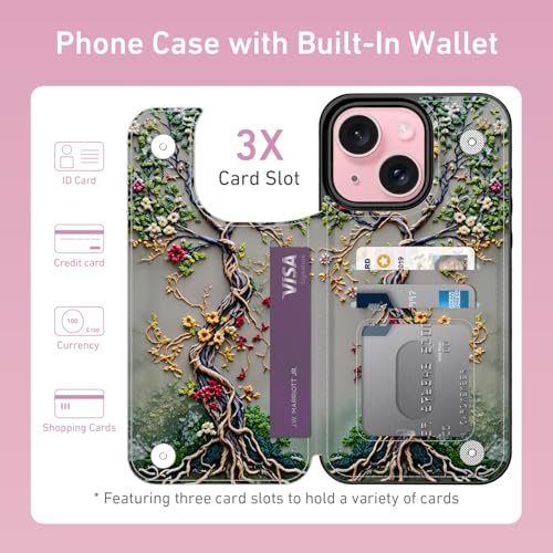 FUNMIKO for iPhone 13 Mini Wallet Case, Card Holder, RFID-Blocking - color: Blooming Tree of Life, size: iPhone 13 Mini