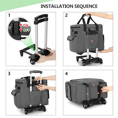 Trunab Rolling Teacher Bag with Expandable File Pocket Detachable Trolley - color: Grey