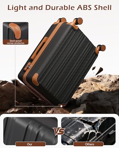 Coolife Luggage, Lightweight and Durable Hardshell, 28 in, apricot black - color: apricot black, size: L(28in)