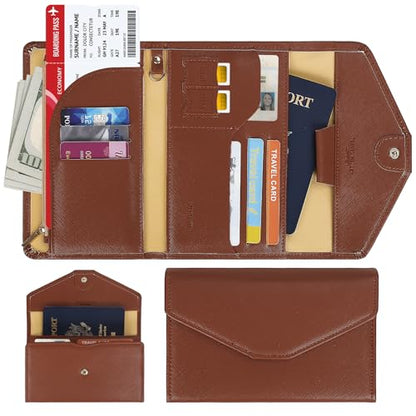 ZOPPEN Passport Holder Travel Wallet Organizer for Women,Seal Brown - color: Seal Brown