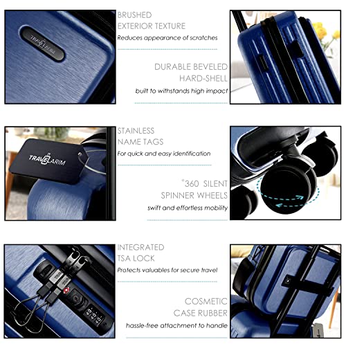 TRAVELARIM 20 Inch Carry On Luggage 22x14x9 Airline Approved Suitcase - color: Navy, size: Carry-on 20 Inch