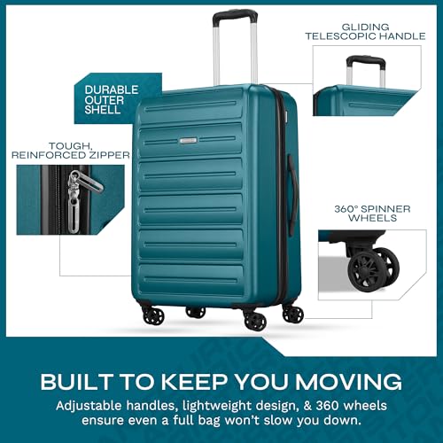 American Tourister Westridge Hardside Luggage Set with Spinner Wheels, Teal, 3PC Set (CO/M/L) - color: Teal, size: 3PC SET (CO/M/L)