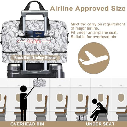 IBFUN Weekender Bags for Women, 21" Travel Duffle Bag with Shoe Compartment - color: E5-Grey