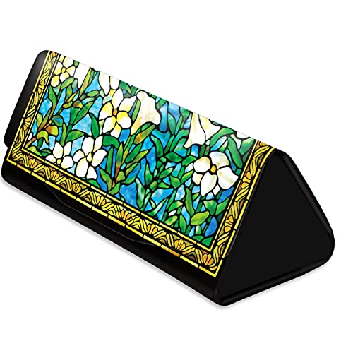 RainCaper Folding Travel Sunglasses & Reading Eyeglasses Case - Vegan Leather, Compact, Magnetic Closure, Slim Trifold Design - color: Tiffany Field of Lilies