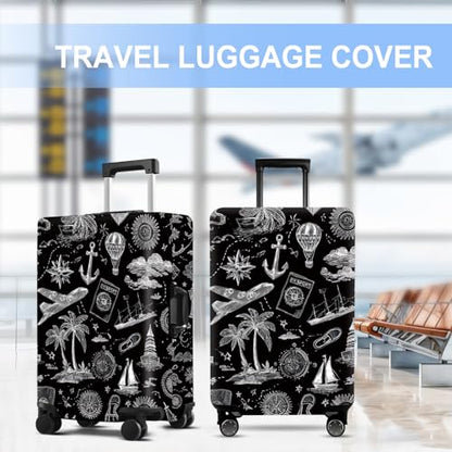Black Luggage Cover Washable Suitcase Protector Anti-scratch Suitcase cover Fits 24-26 Inch Luggage M - color: Black, size: M(24-26inch suitcase)