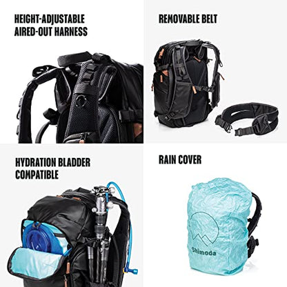 Shimoda Explore v2 25 Starter Kit, Compact Outdoor Photography Travel Backpack incl. Small Mirrorless Core Unit, Carry-On Ready Adventure Pack, Anti-Theft Camera Access, 14" Laptop Sleeve, Black | Anti-Theft Camera Access, 14" Laptop Sleeve, compact Outdo