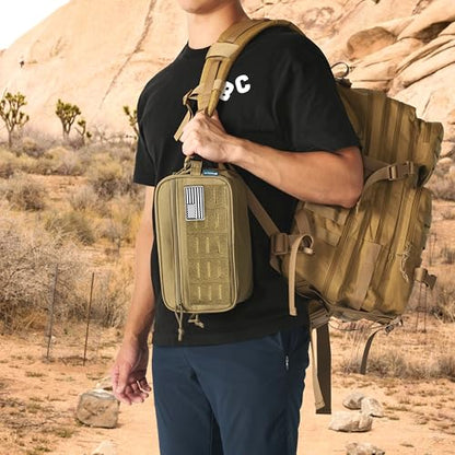 PAVILIA Tactical Toiletry Bag Men, Water Resistant Molle Military, Tan XL - color: Tan, size: Extra Large