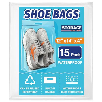 Waterproof Shoe Bags for Travel Packing Storage - size: 15-pack