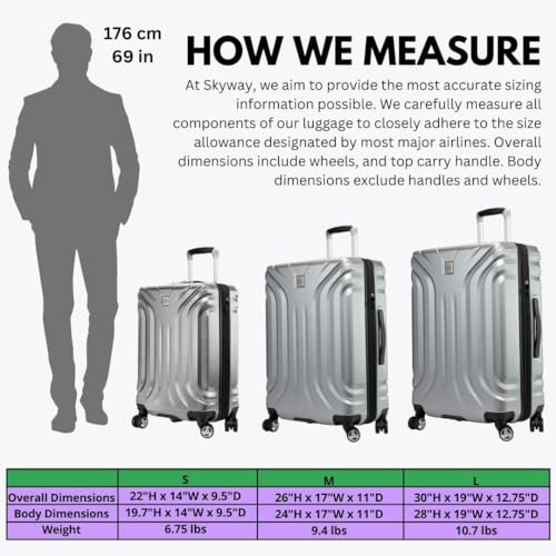 Skyway Nimbus 4.0 Expandable, Durable Hardside, 4 Wheel Spinner, Lightweight Suitcase, Unisex, Stylish, Shiny Silver, 2-Piece Luggage Set, (20" & 28") - color: Shiny Silver, size: 2-Piece Set (20, 28)
