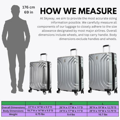 Skyway Nimbus 4.0 Expandable, Durable Hardside, 4 Wheel Spinner, Lightweight Suitcase, Unisex, Stylish, Shiny Silver, 2-Piece Luggage Set, (20" & 28") - color: Shiny Silver, size: 2-Piece Set (20, 28)