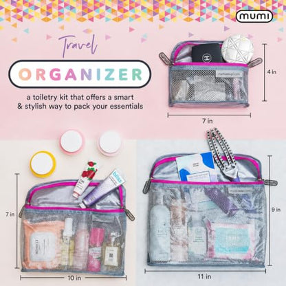 MUMI Travel Toiletry Bag Set of 3 - Clear TSA Approved, Blue - color: Blue
