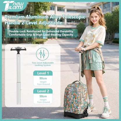 NEW TILAMI 18-Inch Rolling Backpack 6-Wheel for Kids School Travel - color: Cats