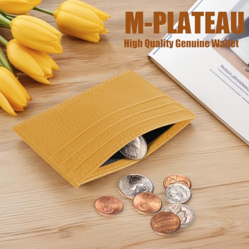 M-Plateau Super Slim Genuine Leather Credit Card Wallet - color: Yellow