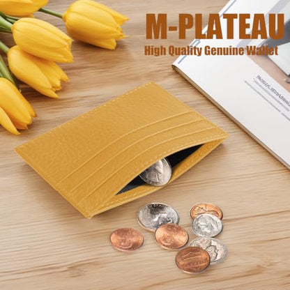 M-Plateau Super Slim Genuine Leather Credit Card Wallet - color: Yellow