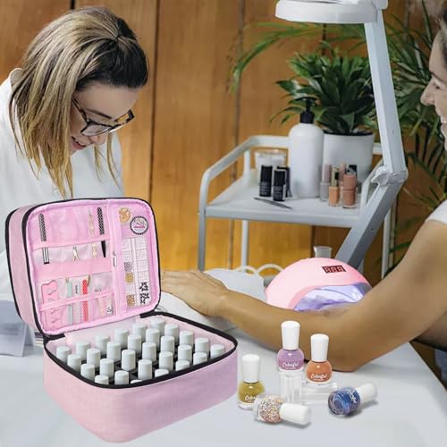Boczif 2Layer Nail Polish Organizer for 30 Bottles(15ml/0.5 fl.oz)(Pink) - color: Pink
