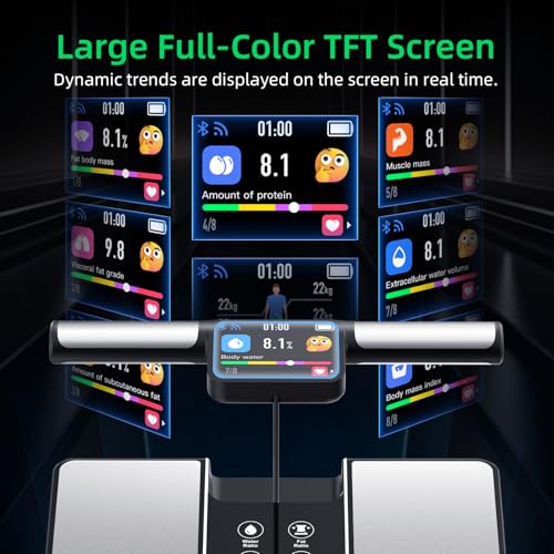 DEKABR Smart Scale with BMI, Body Fat, Muscle Mass, Color TFT LCD Handle - color: Black