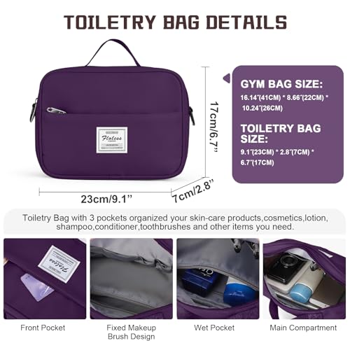 Travel Duffel Bag with Shoes Compartment, Overnight Weekender Bags for Women, Carry on Personal Item Travel Set,Extra Large(Dark Purple) - color: Dark Purple, size: Extra Large